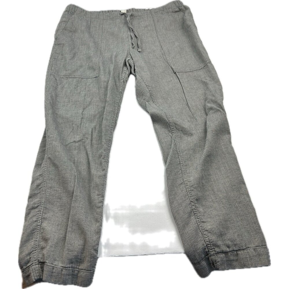 PRANA Breathe Pants Womens Xl Gray Ribbed Drawstring Cropped Outdoor Travel - Picture 4 of 13